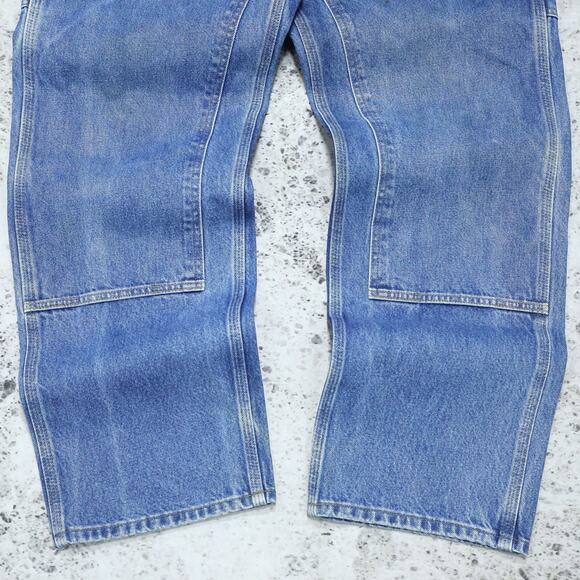 Vintage Carhartt B73 DST Faded Blue Jeans Denim Double Knee Carpenter Pant 33x31 - Picture 5 of 16